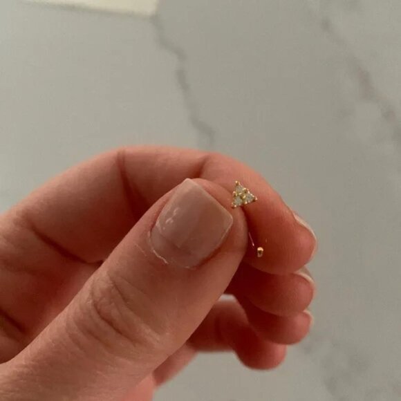 The Zania Gold open huggie hoop with CZ hoop earrings - Picture 3 of 4